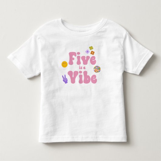 Vijf is een Vibe Retro 70's vijfde verjaardag Kinder Shirts (Voorkant)
