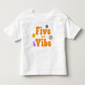 Vijf is een Vibe Retro 70's vijfde verjaardag Kinder Shirts (Voorkant)