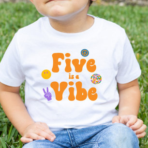 Vijf is een Vibe Retro 70's vijfde verjaardag Kinder Shirts