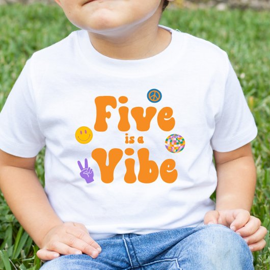 Vijf is een Vibe Retro 70's vijfde verjaardag Kinder Shirts