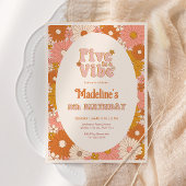 Vijf is een Vibe Retro Daisy Meisje 5e Verjaardag Kaart