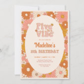 Vijf is een Vibe Retro Daisy Meisje 5e Verjaardag Kaart (Voorkant)