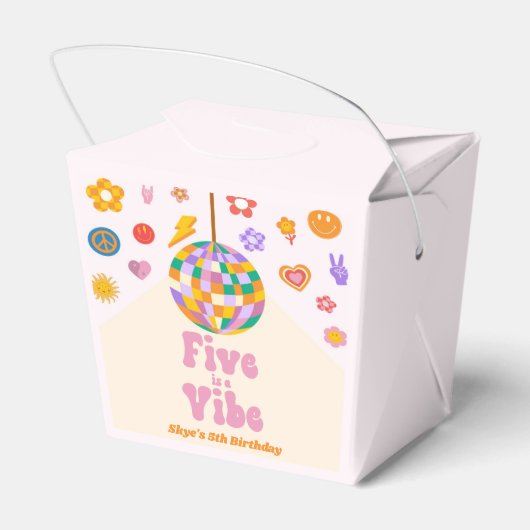 Vijf is een Vibe Retro Disco Ball 5e Verjaardagsfe Bedankdoosjes (Achterkant)