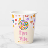 Vijf is een Vibe Retro Disco Ball 5e Verjaardagsfe Papieren Bekers (Voorkant)