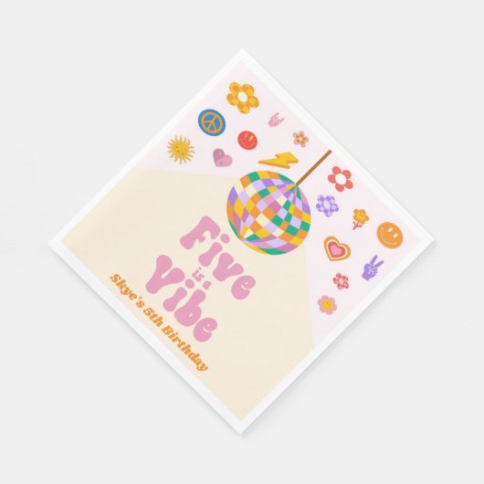 Vijf is een Vibe Retro Disco Ball 5e Verjaardagsfe Servet (Hoek)