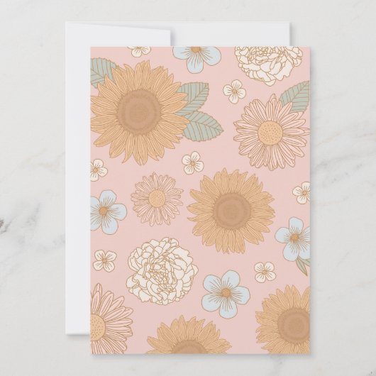 Vijf is een Vibe Retro Floral 5e verjaardag Kaart (Achterkant)