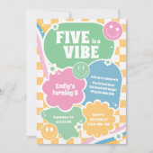 Vijf is een vibe retro glimlacht vijfde verjaardag kaart (Voorkant)