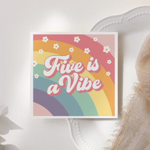 Vijf is een vibe retro jaren 70 regenboog daisy ve servet