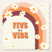 Vijf is een Vibe Retro Regenboog Madeliefje 5e Ver