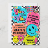 Vijf is een Vibe Retro Smile Groovy verjaardagsfee Kaart (Voorkant)