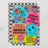 Vijf is een Vibe Retro Smile Groovy verjaardagsfee Kaart (Voorkant / Achterkant)