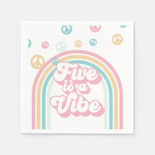 Vijf is een Vibe Retro Summer Rainbow Servet