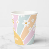 Vijf is een Vibe Retro Sunshine pastel Birthday Papieren Bekers (Links)