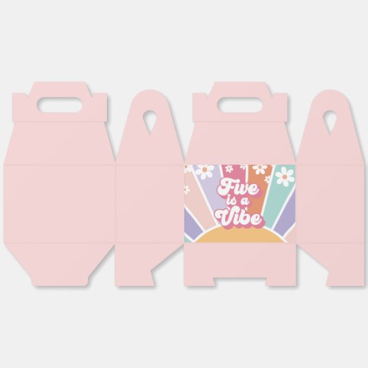 Vijf is een Vibe Retro Sunshine Rainbow Daisy Bedankdoosjes (Ongevouwen)