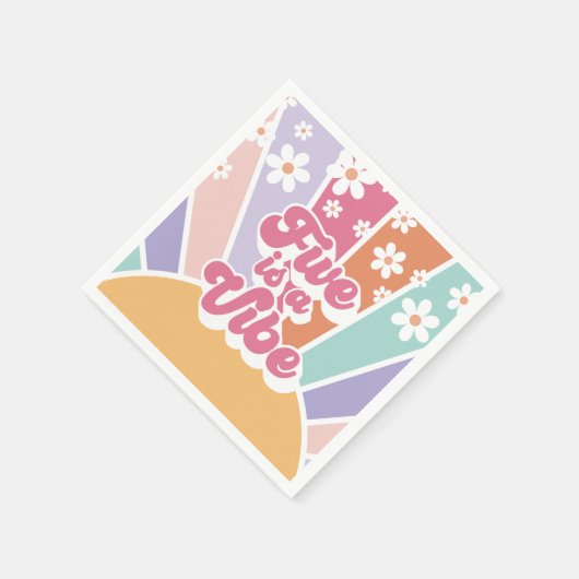 Vijf is een Vibe Retro Sunshine Rainbow Daisy Servet (Hoek)
