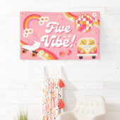 Vijf is een Vibe Retro verjaardagsbanner Spandoek (Insitu)