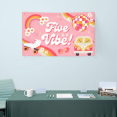Vijf is een Vibe Retro verjaardagsbanner Spandoek (Beurs)