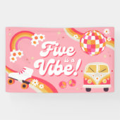 Vijf is een Vibe Retro verjaardagsbanner Spandoek (Horizontaal)