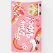 Vijf is een Vibe Retro verjaardagsbanner Spandoek (Verticaal)