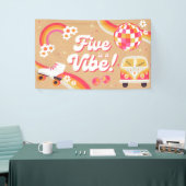 Vijf is een Vibe Retro verjaardagsbanner Spandoek (Beurs)