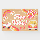 Vijf is een Vibe Retro verjaardagsbanner Spandoek (Horizontaal)