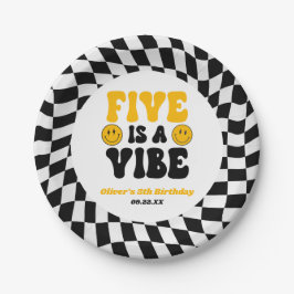 Vijf Is Een Vibe Retro Vijfde 5e Verjaardagsfeestj Papieren Bordje