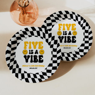 Vijf Is Een Vibe Retro Vijfde 5e Verjaardagsfeestj Papieren Bordje