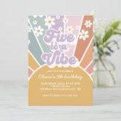 Vijf is een Vibe Retro Zonneschijn Regenboog Madel Kaart (Staand voorkant)