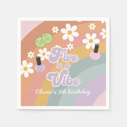 Vijf is een vibe Spa Rainbow 5e verjaardag Servet (Voorkant)
