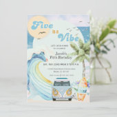 Vijf is een Vibe Surf Beach Retro vijfde verjaarda Kaart (Staand voorkant)