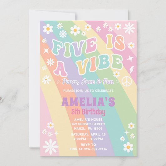 Vijf is een vibe verjaardag uitnodiging (Voorkant)