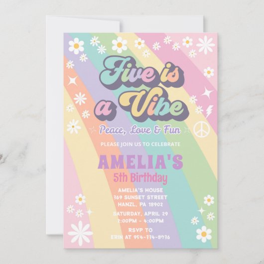 Vijf is een vibe verjaardag uitnodiging (Voorkant)