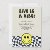 Vijf is Vibe | Jongens Happy Face Kinder 5e Verjaa Kaart (Voorkant)