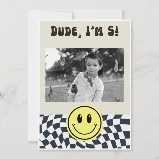 Vijf is Vibe | Jongens Happy Face Kinder 5e Verjaa Kaart (Achterkant)