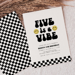 Vijf is Vibe   Jongens Happy Face Kinder 5e Verjaa Kaart