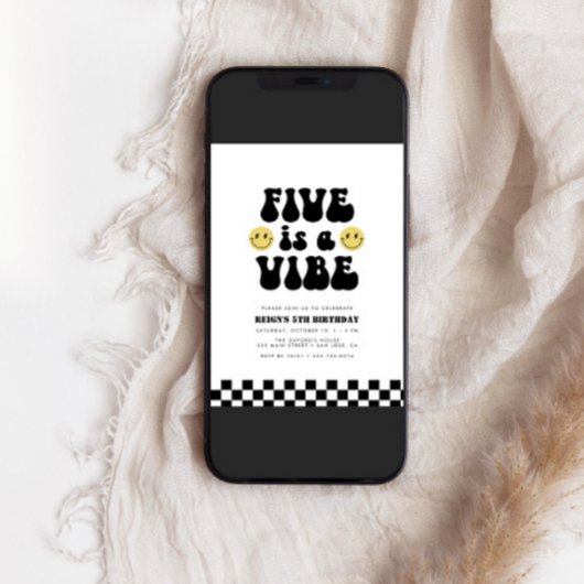 Vijf is Vibe | Jongens Happy Face Kinder 5e Verjaa Kaart