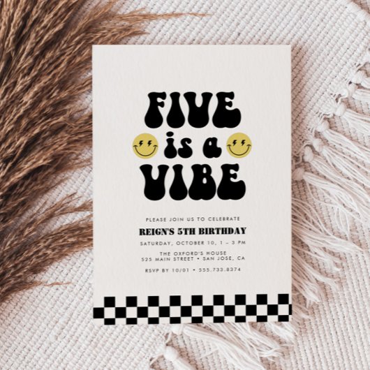 Vijf is Vibe | Jongens Happy Face Kinder 5e Verjaa Kaart