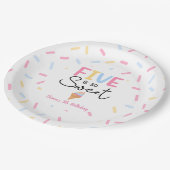 Vijf is zo lief ijs 5e verjaardag feest papieren bordje (Gekanteld)