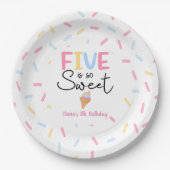 Vijf is zo lief ijs 5e verjaardag feest papieren bordje (Voorkant)