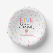 Vijf is zo lief ijs 5e verjaardag feest papieren kommen (Voorkant)