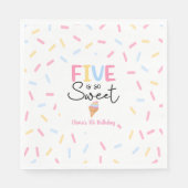 Vijf is zo lief ijs 5e verjaardag feest servet (Voorkant)
