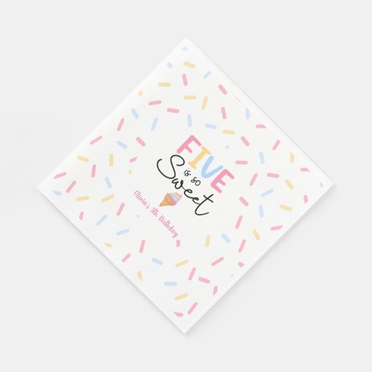 Vijf is zo lief ijs 5e verjaardag feest servet (Hoek)