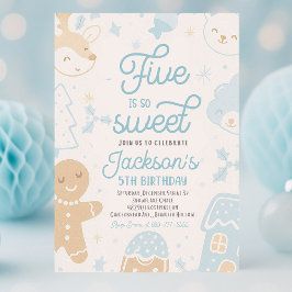 Vijf is zo lief jongen kerstkoekje verjaardagsfees kaart