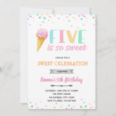Vijf is zo zoete ijsje-uitnodiging kaart (Voorkant)