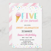 Vijf is zo zoete ijsje-uitnodiging kaart (Voorkant / Achterkant)