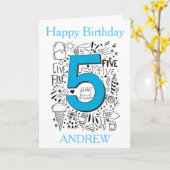 VIJF jaar 5e blauwe verjaardagskaart Kaart (Gele Bloem)