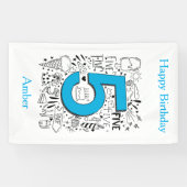 VIJF jaar 5e blauwe verjaardagskaart Spandoek (Horizontaal)