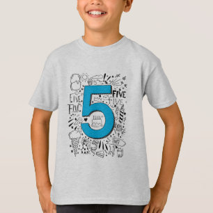 VIJF jaar 5e blauwe verjaardagskaart T-shirt