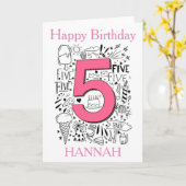 Vijf jaar 5e groene verjaardagskaart kaart (Gele Bloem)