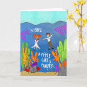 Vijf jaar onder water Funny Jubileum Kaart (Gele Bloem)